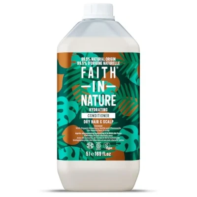 Image de Après shampooing Naturel à la Noix de Coco Faith In Nature, Hydratant, Vegan &amp; Cruelty Free, Sans Parabènes SLES, Pour Cheveux Normaux Secs, Recharge 5L