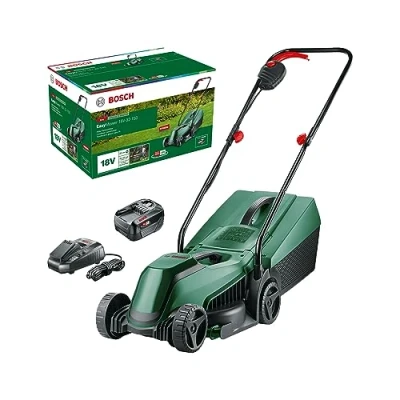 Image de Bosch Tondeuse à gazon sans fil EasyMower 18V 32 150 (jusqu&#039;à 100 m² avec batterie de 3,0 Ah ; système largeur coupe : cm chargeur)