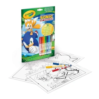 Image de Crayola Album activité et Coloriage Sonic, 32 Pages à Colorier 7 Mini Feutres Lavables, 04 0866G