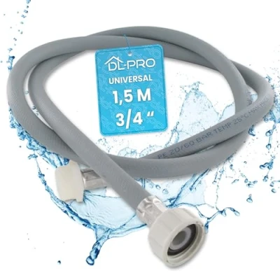 Image de DL pro Rallonge de tuyau d&#039;alimentation 1,5 m droite 3/4&quot; eau froide 25 C pour machine à laver lave vaisselle, Pression d&#039;éclatement 90 bar