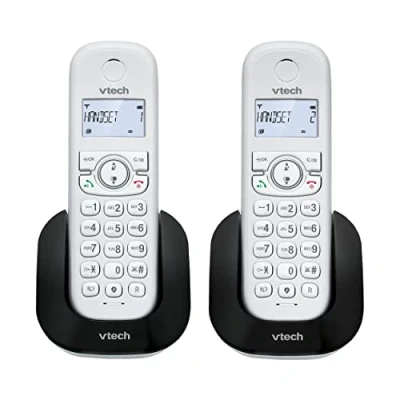 Image de VTech CS1501 Téléphone sans Fil CASA Duo, Fixe DECT avec Mains Libres et Verrouillage d&#039;appels, Double Charge, identifiant d&#039;appel, LCD Affichage rétroéclairé Clavier, Mode ECO, Blanc