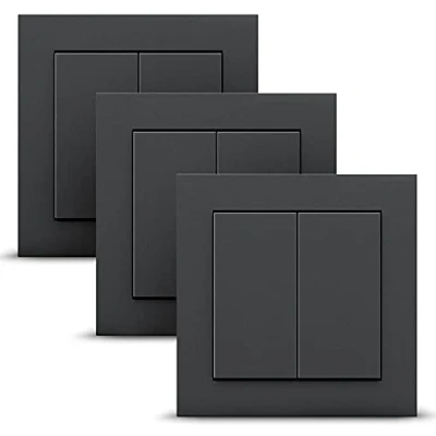 Image de GIRA + Senic Friends of Hue Smart Switch 3x Interrupteurs sans fil et variateurs de lumière Homekit Compatible Philips (pas piles, pas charge) Fabriqué en Allemagne Anthracite
