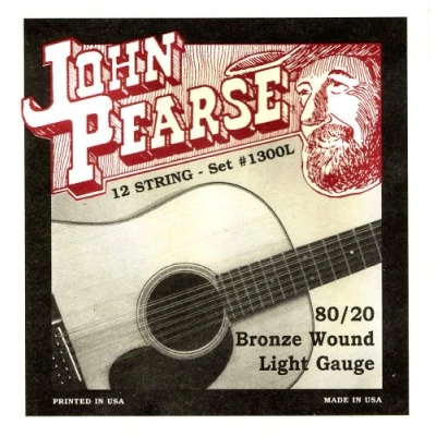 Image de John Pearse Strings® 1300L Jeu de Cordes pour 12 String Guitare Acoustique 80/20 Bronze Wound Light Gauge 010 010/047 027