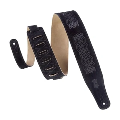 Image de Levy&#039;s MS26CK BLK Sangle de Guitare Suede Leather Celtic Knot Emboss 2 1/2&quot; Black