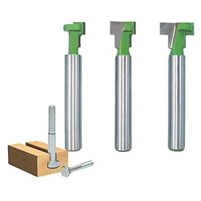 Image de Fraise en Rainure T, 3 Pièces Routeur à T Tige Droite Forme Bits Queue Slot Pour Outils électriques Outil de Menuiserie