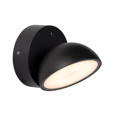 Image de Lucide Applique murale LED Finn, noir, IP54, détecteur jour/nuit