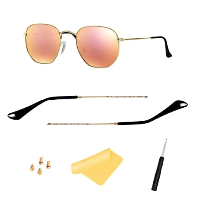 Image de Branches de rechange pour lunettes soleil Ray Ban RB3447 RB3547N RB3548N RB3647N, avec 4 vis, 1 tournevis, doré