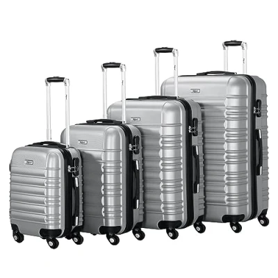 Image de Zelsius Lot de 4 valises rigides en ABS avec serrure à combinaison, doubles roulettes et cloison intérieure Valise rigide pièces Trolley Grande valise, gris, 75 x 50 32 cm, Ensemble