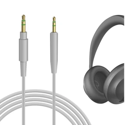 Image de GEEKRIA QuickFit Audio Câble avec Micro Compatible Bose QC 45, 35 Series II, 35, 25, NC 700, 700 ANC, SoundLink On Ear, II Casque, 2.5mm Ordon Stéréo de Remplacement (1,2m)