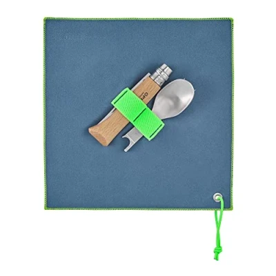 Image de Opinel Set Complet Picnic + avec Couteau N8 en Bois de Hêtre, 2 Inserts Fourchette et Cuillère Étui Serviette Microfibre Fabrication Française