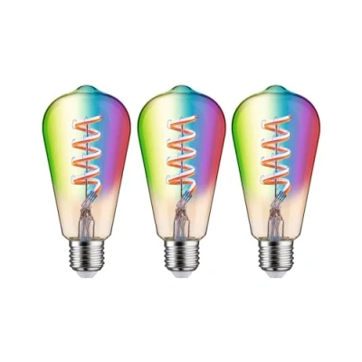 Image de Paulmann 29164 Filament 230 V Smart Home Zigbee Ampoule LED ST64 E27 3 x 470 lm 6,3 W RGBW+ à intensité variable Or dorée