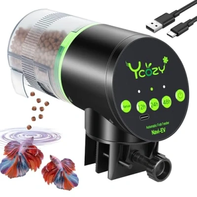 Image de Ycozy Aquarium Distributeur Automatique pour Poisson Rechargeable Type C Opération Facile de Nourriture Vacance Navi EV