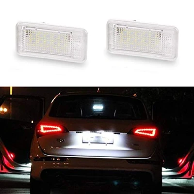 Image de GOFORJUMP 2Pcs 12V Blanc 18 LED Lampe de Plaque d&#039;immatriculation pour A/UDI A3 S3 8P / 8PA A4 S6 B6 B7 RS4 A6 C6 A8 S8 D3 Q7 4L
