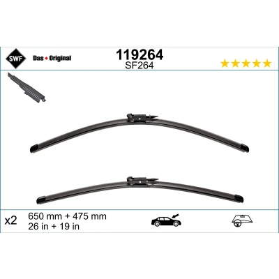 Image de Balai d&#039;essuie glace Swf Visioflex 119264 avant Sans Cadre MERCEDES BENZ: Classe B