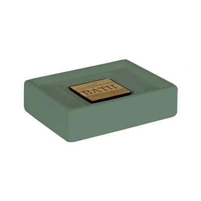 Image de douceur d&#039;intérieur, Porte Savon (11.4 x 8.7 2.5 cm) Cerawood Kaki, Céramique Finition Bambou