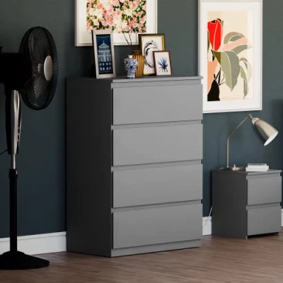 Image de Vida Designs Denver Commode à tiroirs, Grey, 4 Drawer