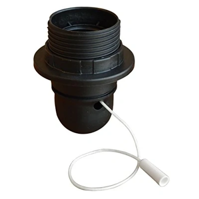 Image de Tibelec 823020 Douille Demi Filetée avec Interrupteur à Tirette + Bague E27 Noir