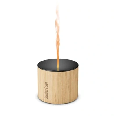 Image de Stadler Form diffuseur d&#039;arômes Nora avec boîtier en bambou et couvercle aluminium, pour intérieur/extérieur, diffuse huiles essentielles enchante son effet de flammes sans fil jusqu&#039;à 7 h