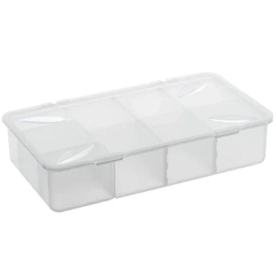 Image de Rotho Snappy Boîte de rangement 3l avec compartiments et couvercle, Plastique (PP) sans BPA, transparent, (33.9 x 19.8 7.6 cm)