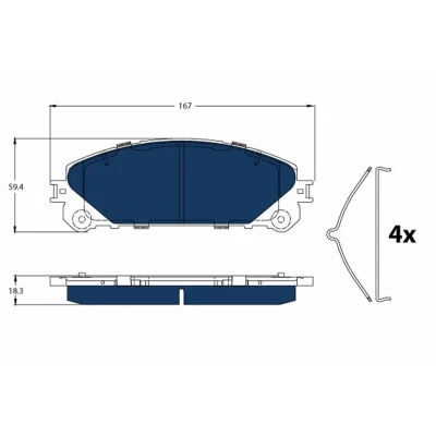 Image de TRW GDB3484BTE Jeu de plaquettes frein non préparé pour indicateur d&#039;usure avec accessoires TOYOTA: RAV4 IV SUV, LEXUS: NX