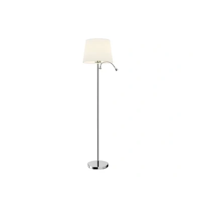Image de Lindby lampe sur pied Benjiro, blanc, textile, de lecture, 150 cm