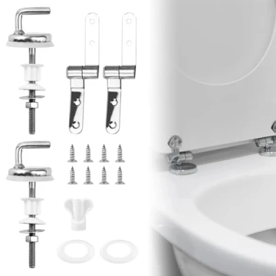 Image de CAREDGO 2 PCS Kit de Fixation Abattant WC Attache Charnière WC, Charnières pour Siège Toilette avec Vis Convient à la Plupart des Toilettes