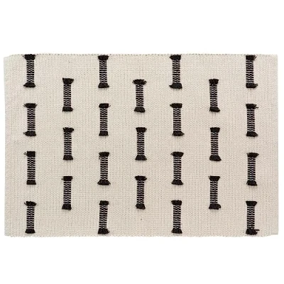 Image de douceur d&#039;intérieur, Tapis Rectangle (50 x 80 cm) Juline Naturel, Coton Tissé Uni et Fils Coupés