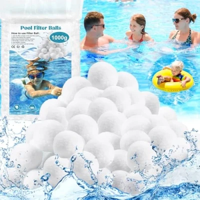 Image de LPAOIS Balles Filtrantes,1000g Boules De Filtre Piscine,Pool Filter Balls,Balles Filtration,Nettoyeur Piscine,Média à Fibres pour Piscine,Convient Divers Systèmes Filtration
