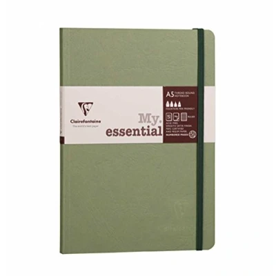 Image de Clairefontaine 793463C Collection Age Bag Un Carnet Élastiqué Cousu MyEssential Vert A5 14,8x21 cm 192 Pages Numérotées Lignées Papier Ivoire 90 g Couverture Carte Lustrée Grain Cuir