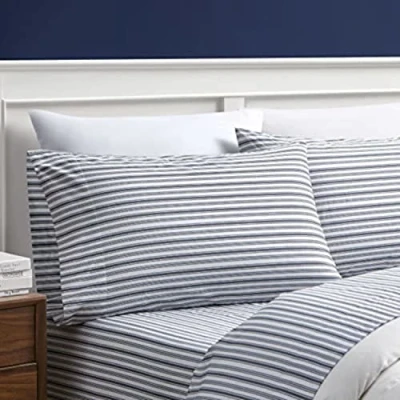 Image de Nautica Percale de Coton lit, Full, Charcoal Stripe, King