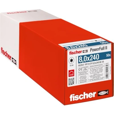 Image de fischer Vis de Renfort Powerfull FPF II CTF 8,0x240 revêtement zingué, Filetage Total, tête fraisée avec Empreinte Torx/Boîte 50