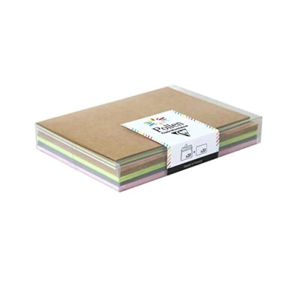 Image de Clairefontaine 20901C Coffret de 20 Enveloppes Auto Adhésives, Format C6 (11,4x16,2cm) + Cartes Simples, 11x15,5cm Correspondance Pollen Thème Nature 4 Couleurs Différents