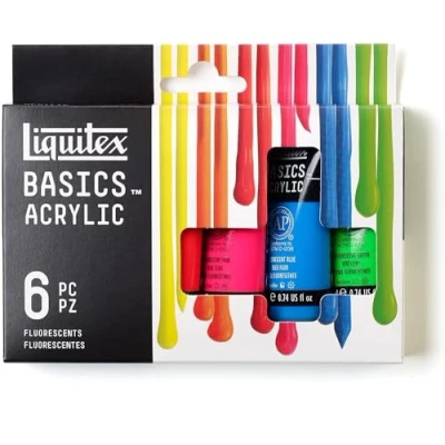 Image de Liquitex LQX BASICS ACRYLIC COLOUR SET 6X118ML FLUORESCENT ROW