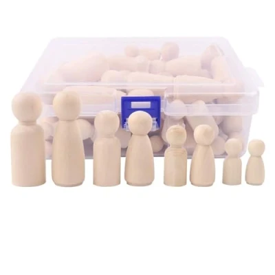 Image de 50 Pcs Bois Peg Poupées,Poupées en Brut Vierge pour Créer à la Main des Poupées Angéliques