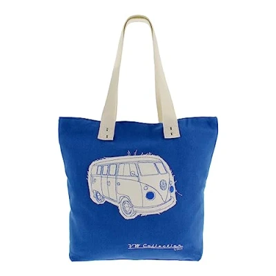 Image de BRISA VW Collection Sac en Toile Réutilisable de Plage avec Motif T1 Combi (Silhouette/Bleu)