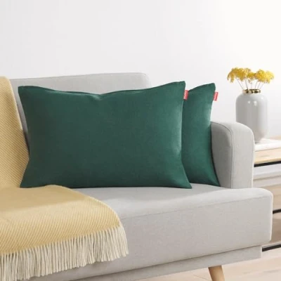 Image de Blumtal Lot de 2 Housses Coussins 40x60 Vert foncé en Chenille douillettes avec Fermeture éclair cachée, certifiée Oekotex, pour décoration et canapé