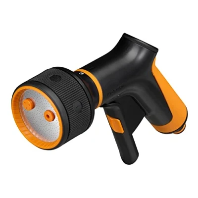 Image de Fiskars Pistolet Pulvérisateur, 3 Jets, Débit réglable en continu, avec Contrôle Gâchette à l&#039;Avant et verrouillage marche/arrêt, SoftGrip, Taille universelle, noir/orange, 1065483