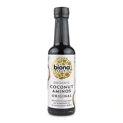 Image de Biona Aminos de noix coco bio Original 250 ml Sève certifiée et sel mer Alternative à la sauce soja Sans gluten Naturellement végétalien