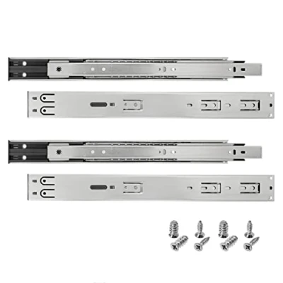Image de HELPMATE Lot de 4 rails tiroir push to open 400 mm paires glissières Système rail En acier galvanisé Argenté Matériel fixation inclus
