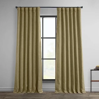 Image de HPD Half Price Drapes BOCH LN18538 108 Rideaux occultants en Faux Lin pour Chambre à Coucher, 127 x 274 cm, Brun Clair Nomade