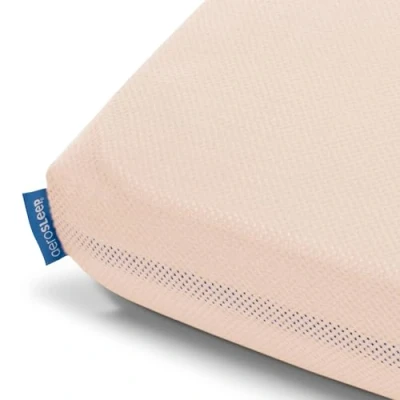 Image de AEROSLEEP SafeSleep Drap Housse Lit Bébé Respiration Optimale Régulation de la Chaleur Absorption l&#039;Humidité Lavable en Machine Pêche