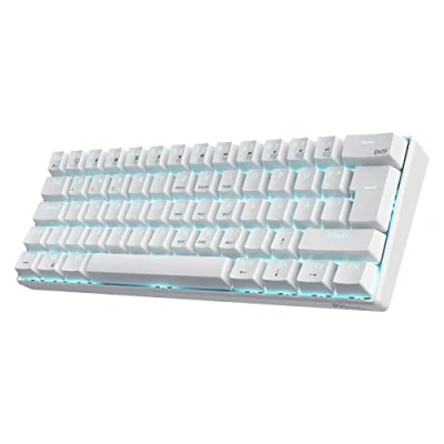 Image de RK ROYAL KLUDGE RK61 de QWERTZ Clavier mécanique filaire/Bluetooth 60 % 2,4 GHz Tri Mode Capuchons touches ABS Interrupteurs rouges Pour IOS, Android, Windows et Mac Blanc