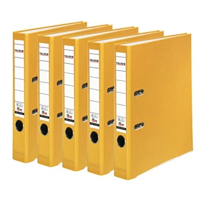 Image de Falken Lot de 3 ou 5 classeurs en plastique Polypropylène 5er Pack schmal jaune