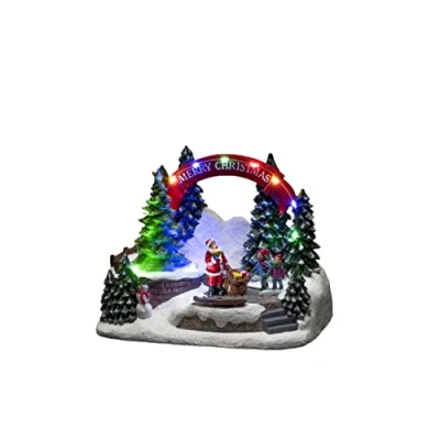 Image de Konstsmide Décorations de Noël Scène LED, avec musique, fonctionne à piles ou USB, intérieur, câble noir, polyrésine PVC, résine, multicolore