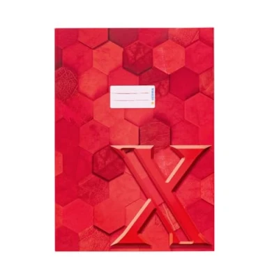 Image de HERMA 20083 protège cahiers A4 en carton rouge avec champ d&#039;inscription papier solide et extra résistant, motif hexagonal pour scolaires, couleur