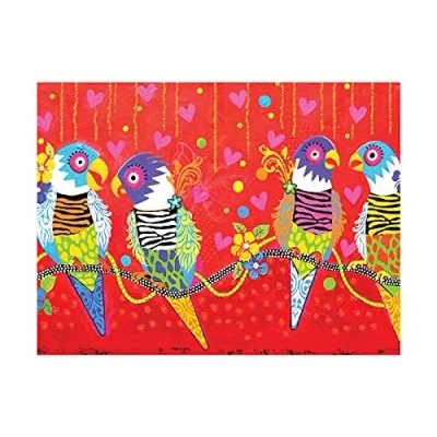 Image de Maxwell &amp; Williams Serviette de Table 100% Coton, Imprimés d&#039;Oiseaux Tigrés, Collection Love Hearts by Donna Sharam, 50 x 70 cm Multicolores