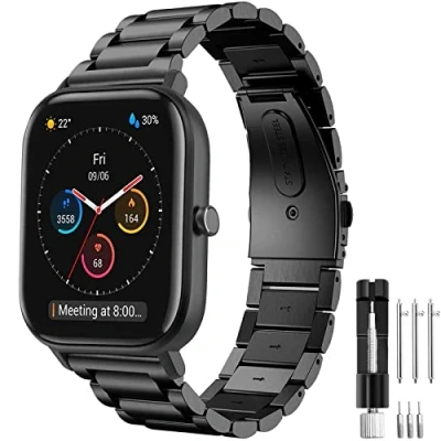 Image de Bracelet pour Amazfit GTS, 20mm en Métal Acier Inoxydable Active, GTS 2, 2 Mini, 3, 4, 4 Bip, Bip U, U Pro, 3 Pro,GTR Mini