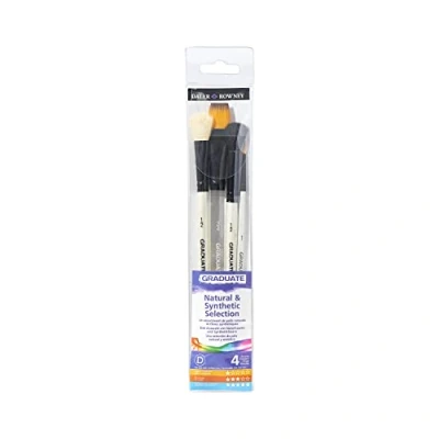 Image de Daler Rowney 212540010 Kit De Loisirs Créatifs Ensemble 4 Pinceaux D&#039;aquarelle en Poils Naturels Et Synthétiques