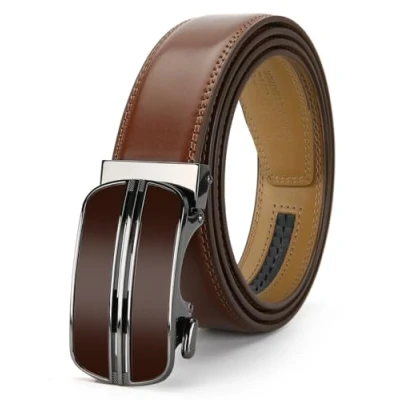 Image de Nelbons Ceinture Homme, en Cuir pour Réglable à Cliquet Boucle Automatique Largueur 3.5cm