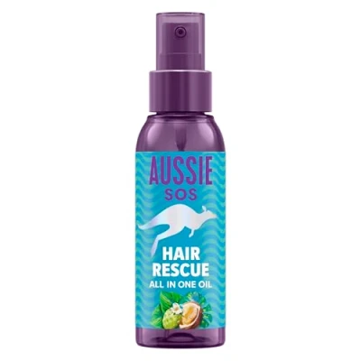 Image de Aussie SOS Hair Rescue Huile Capillaire Tout en Un 100ml Pour Démêler et Lisser les Cheveux, Aide à Prévenir Fourches Hydrate Pendant 100 Heures, Formule végane